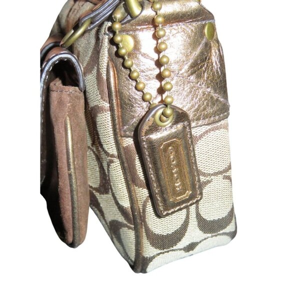 Coach 2004 Special Edition Signature C Khaki Bronze Canvas Suede & Leather Buckl - Picture 3 of 15